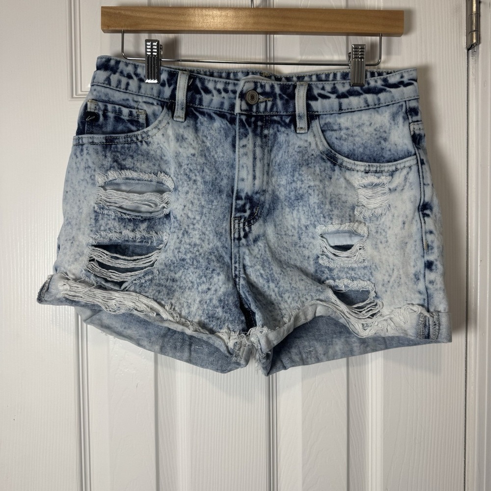 Kancan Cutoff Cuffed Jean Shorts Women's Light Wash Size 7 27